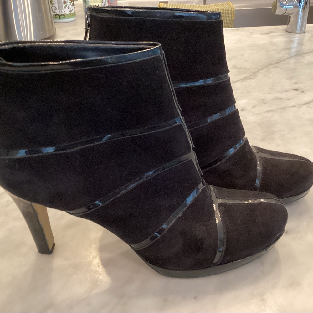 Franco Sarto Black Suede Ankle Booties